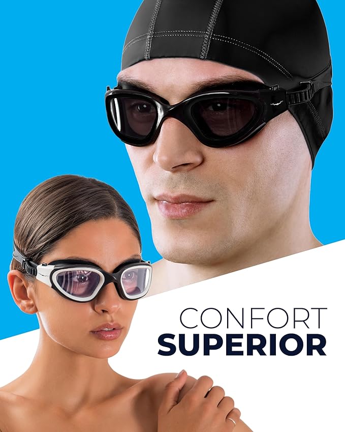 AqtivAqua Swimming Goggles, DX Wide View Swim Goggles for Adult Men Women, Anti Fog No Leaking-StrideForce Fitness