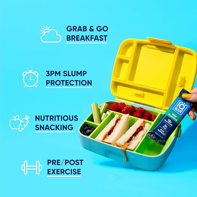 IQBAR Brain and Body Plant Protein Bars - Wild Blueberry - 12-Count Low Carb - Gluten Free, High Fiber, Vegan Snacks - Low Sugar Meal Replacement-StrideForce Fitness