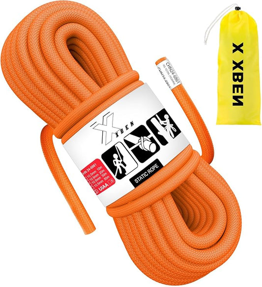 X XBEN Outdoor Climbing Rope 10M(32ft) 20M(64ft) 30M(96ft) 50M(160ft) 70M(230ft) 152M(500FT) 352M(1000FT) Static Rock Climbing Rope for Escape Rope Ice Climbing Equipment Fire Rescue Parachute-StrideForce Fitness