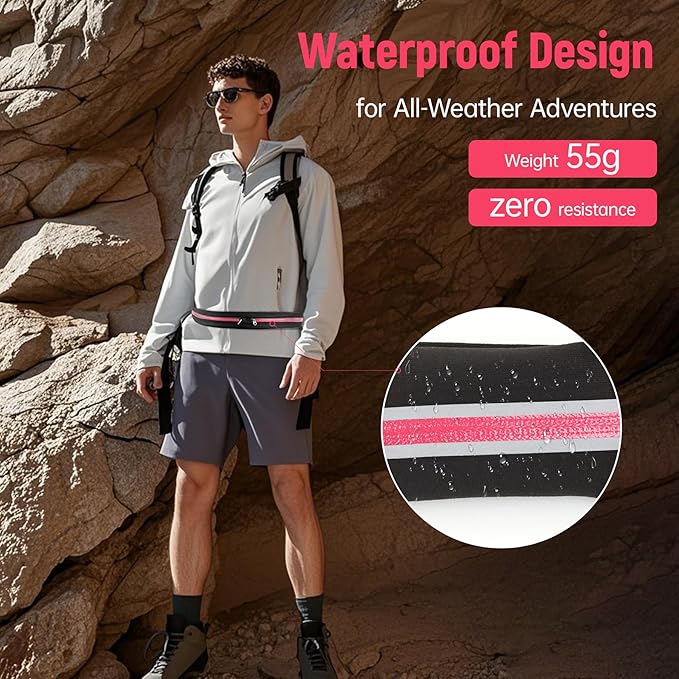 Slim Running Belts for Women Men - Running Phone Holder Fanny Pack for Key, Accessories Fits ALL Cell Phones, Pink-StrideForce Fitness