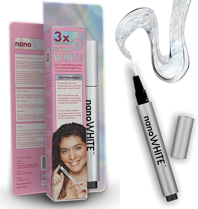 3-in-1 Professional Teeth Whitening Pen | Enamel Repairing Tooth Whitener with Nano-Hydroxyapatite & Dual Peroxide Gel | Instant Results & Zero Sensitivity | 30+ Uses