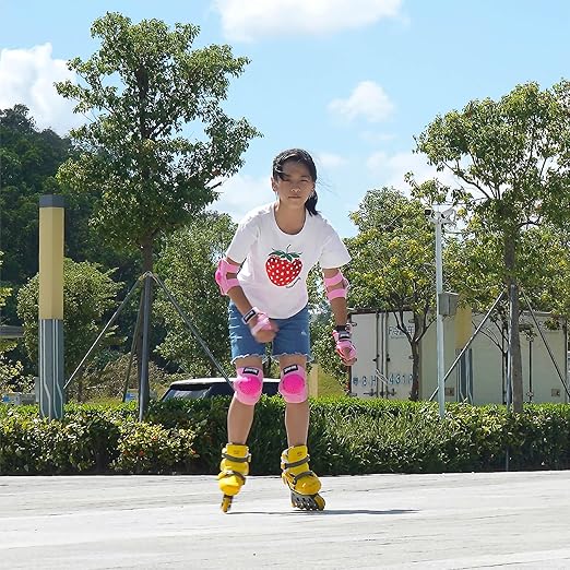 Youth/Kids Knee Pads Elbow Pads Wrist Guards Protective Gear Set for 3-15 Years Child Roller Skates, Skateboard, Cycling, Inline Skating, BMX Bike, Balance Bike, Scooter Riding and Other Outdoor Sports-StrideForce Fitness