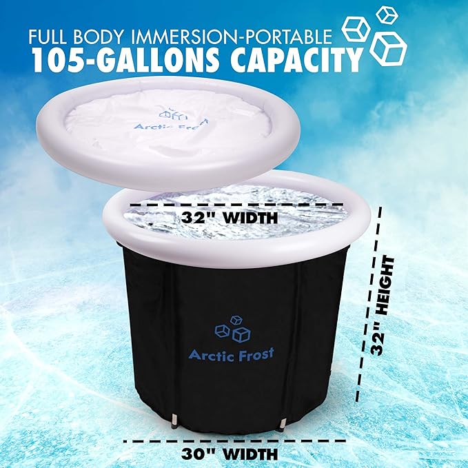 Large Round Professional Ice Bath Tub-105 Gallon Inflatable Cold Plunge- Portable Lightweight Easy to Set Up for Full Cold Water Immersion, Faster Recovery (Black, Round Bath(32x32x30)-StrideForce Fitness