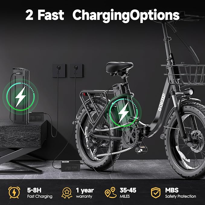 Electric Bike for Adults 20" Fat Tire,750W Motor 52V 13AH Removable Battery Max Range 35 Miles,28MPH,Folding EBike with Shimano 7 Speed and Adjustable Seat for Commute Mountain Snow-StrideForce Fitness