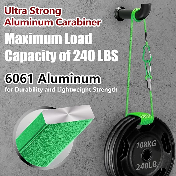 sprookber 3.2 Inch Aluminum Carabiner Clips D Ring, Caribeaner Spring Snap Hook with Keychain for Camping, Hiking, Gym & Outdoor Gear, Set of 10-StrideForce Fitness