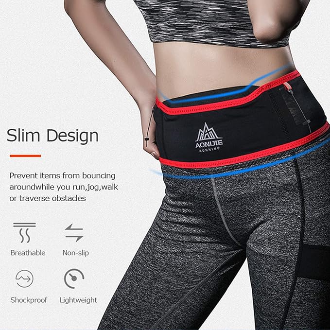 AONIJIE Hydration Belt Running Fanny Pack, with 250ml Soft Water Bottle Flask Phone Holder for Trailing Running Climbing Jogging Cycling Workout Fitness 3 Colors (Red, L/XL)-StrideForce Fitness