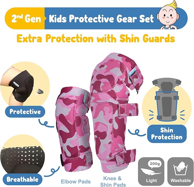 Soft-Style Kids Knee and Elbow Pads with Bike Gloves, Flexible Impact-Resistant Gear for Ages 2-11, Designed for Balance Bikes, Roller-Skating, and Skateboarding-StrideForce Fitness