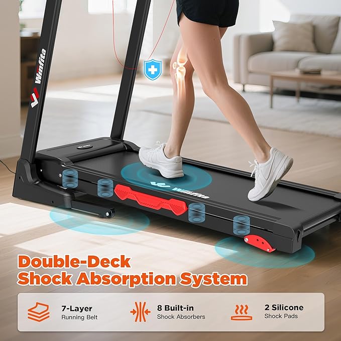 3.5HP Folding Treadmills for Home with Incline Optional, 300 lbs Capacity, 8.0MPH Speed, 17'' Wide Belt, App, Bluetooth Connection, 64 Programs, USB Charging Port, BMI Detector for Home Use-StrideForce Fitness