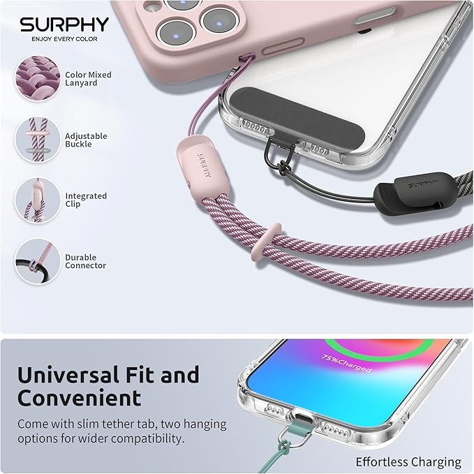SURPHY 3 Pack Phone Wrist Strap with CellPhone Tether Tab, Cellphone Lanyard, Phone Strap with 2-Color Braided, Wrist Lanyard-StrideForce Fitness