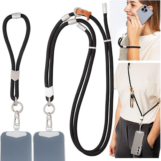 Pulpo 2-in-1 Cell Phone Wrist Strap and Lanyard Black - Anti Theft Phone Lanyard for Men & Women, Wrist Straps for Phones, Lanyards for Smartphones, Adjustable Cellphone Leash & Safety Strap Tether-StrideForce Fitness