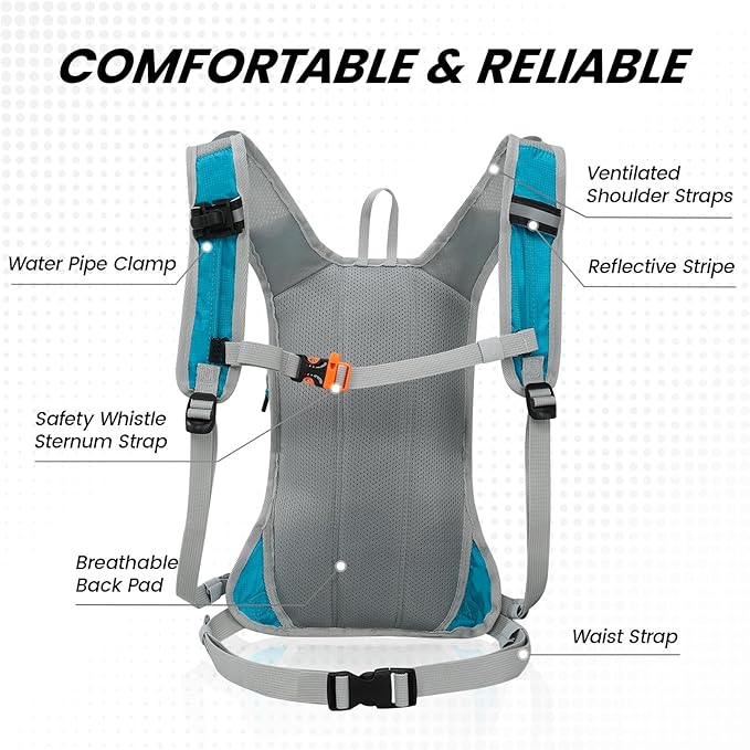 Nepest Hydration Pack Backpack for Women & Men, Lightweight Water Backpack with 2L Water Bladder for Hiking Cycling Running Biking-StrideForce Fitness