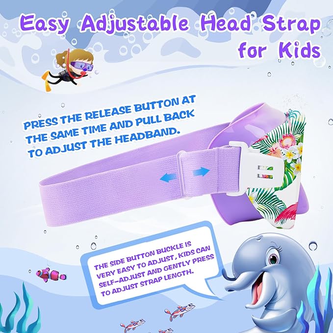 Kids Swim Goggles with Nose Cover, 180° Panoramic Snorkel Mask with Anti-Fog & Anti-Leak Design, Comfort Fabric Strap UV Protection Lens for Boys Girls Ages 3-15-StrideForce Fitness