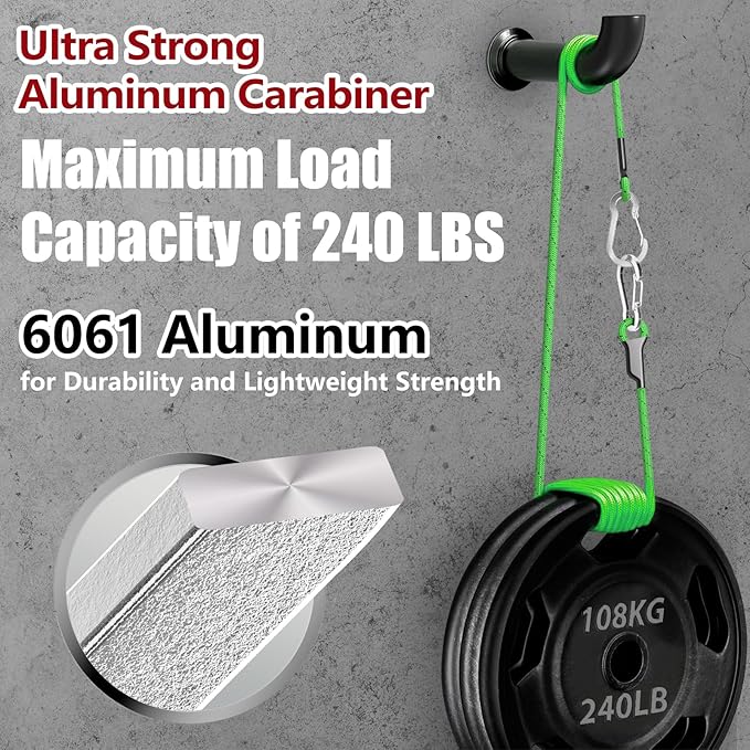 sprookber 3.2 Inch Aluminum Carabiner Clips D Ring, Caribeaner Spring Snap Hook with Keychain for Camping, Hiking, Gym & Outdoor Gear, Set of 10-StrideForce Fitness