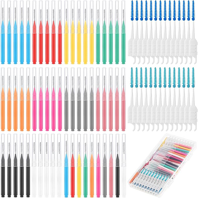 255 Pieces Braces Flossers for Braces, Interdental Brush Soft Dental Floss Picks Braces Cleaning Kit Toothpick Dental Brush Braces Teeth Flossers Brushes for Tooth Cleaner(Multiple Sizes)