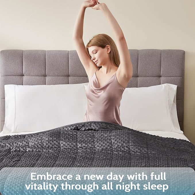 L'AGRATY Weighted Blanket for Adult - 48"x72" 15lbs Minky Dots Heavy Blanket with Glass Beads: Soft Breathable for All-Season Summer Fall Winter Thick Comfort for Sleeping-StrideForce Fitness