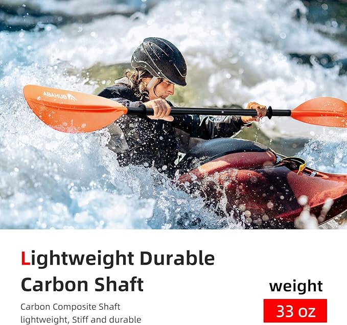 Abahub 1 x Carbon Kayak Paddles, 90.5 Inches Kayaking Oars for Boating, Canoeing with Free Paddle Leash, Carbon Fiber Shaft Black/Blue/Green/Orange/Yellow/White/Red Plastic Blades-StrideForce Fitness