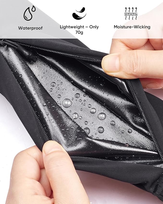 Running Belt with 400ml Soft Flask, Extension Strap & Phone Holder, Adjustable Running Fanny Pack with Gym Towel, Waterproof Belt Bag for Women Men for Jogging Marathon (Black, Large)-StrideForce Fitness