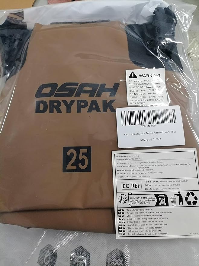 Waterproof Duffel& Luggage Bag - Motorcycle Dry Bag Tail Saddle Bags with Roll Top Closure,Large Storage Space,for Camping, Kayaking, Fishing & Traveling(MudBrown, 25L)-StrideForce Fitness