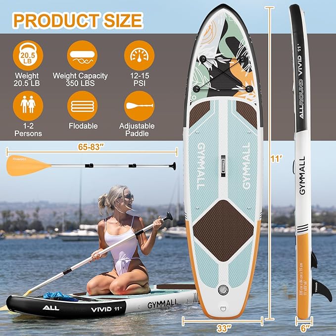 Paddle Board, Inflatable Stand Up SUP Paddle Boards for Adults & Youths of All Skill Levels, Wide & Non-Slip Deck Design Blow Up Paddleboards with Premium Accessories & Storage Bag-StrideForce Fitness