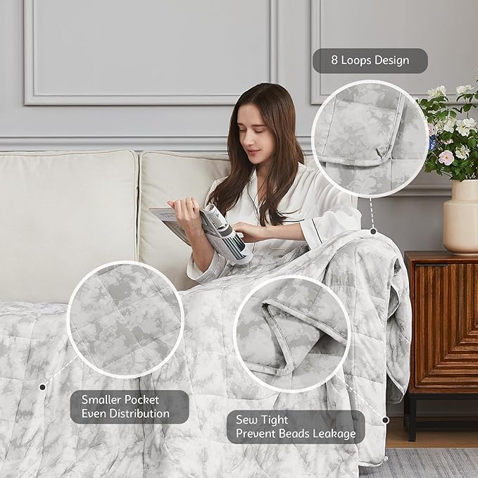 L'AGRATY Weighted Blanket - 48"x72" 20lbs Cooling Breathable Heavy Blanket with Glass Beads for Adult All-Season-StrideForce Fitness