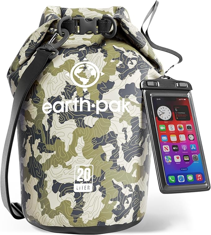 Earth Pak Waterproof Dry Bag - Roll Top Waterproof Backpack Sack Keeps Gear Dry for Kayak with Waterproof Phone Case-StrideForce Fitness
