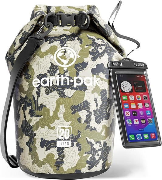 Earth Pak Waterproof Dry Bag - Roll Top Waterproof Backpack Sack Keeps Gear Dry for Kayak with Waterproof Phone Case-StrideForce Fitness