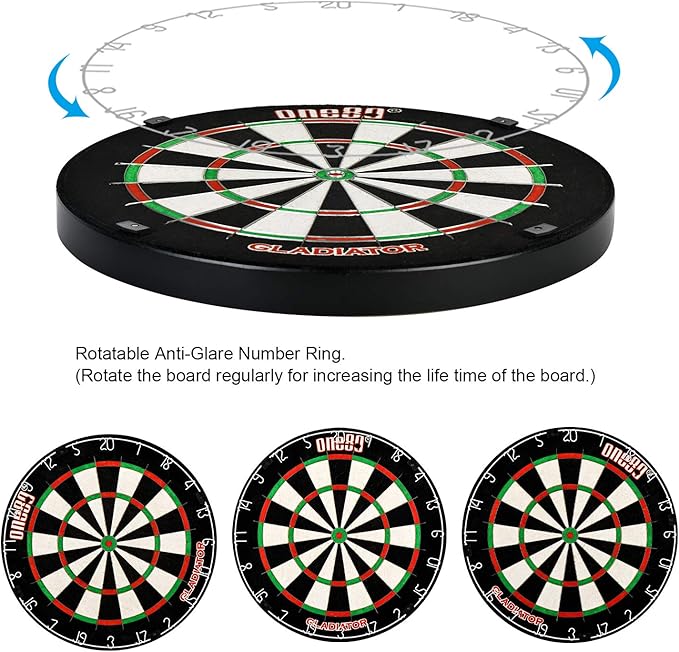 Gladiator Dartboard with Top-Grade African Sisal and Sword Edge Staple Free Wire Spider for Maximum Scoring Potential and Less Bounce Outs-StrideForce Fitness