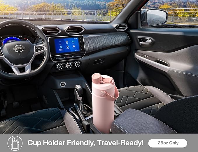 26 oz Insulated Water Bottle with 2-in-1 Straw and Spout Lid, Keep Cold 24H, Leak-Proof, Fits in Car Cup Holder, Stainless Steel Water Bottle for Sports, Travel, and School (Polar)-StrideForce Fitness