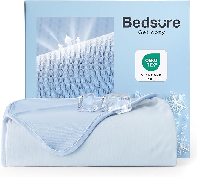 Bedsure Summer Cooling Blanket King Size for Hot Sleepers with Sports Mesh Design, Arc-Chill Q-Max 0.4 Lightweight Breathable Ice Cold Blanket for Night Sweats, 108 x 90 Inches, Mesh Blue-StrideForce Fitness