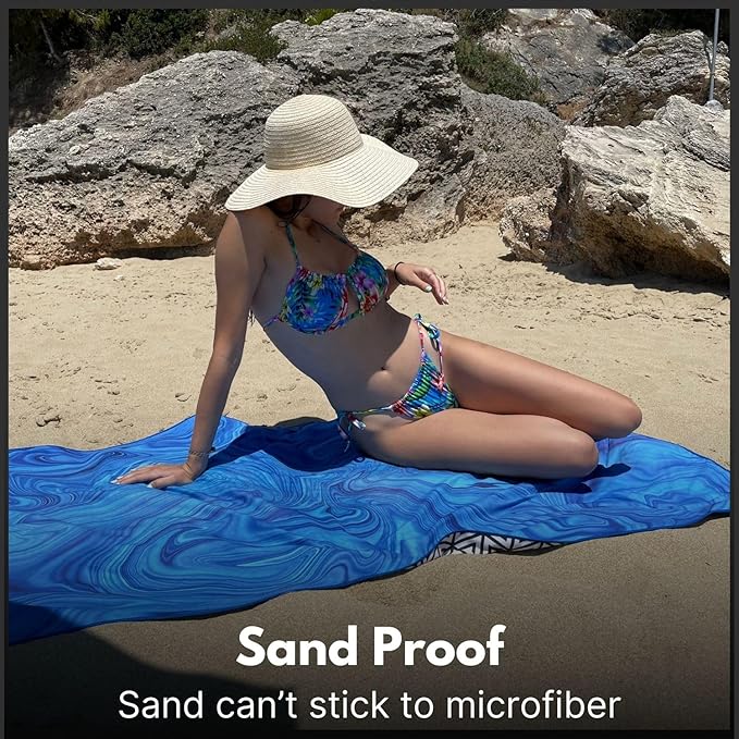 ECCOSOPHY Microfiber Beach Towel - Sand Free Towels are Quick Dry, Light Weight, Super Absorbent - Perfect Pool, Travel, Cruise, Camping Essentials - Oversized Extra Large for Adults 71x35 in-StrideForce Fitness
