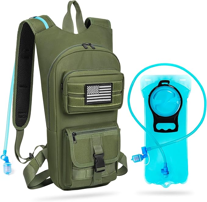 Hydration Backpack, Tactical Molle Water with 2L TPU Water Bladder, for Men Women Lightweight Water Backpack, Hydration Pack for Hiking, Biking, Climbing and Hunting-StrideForce Fitness