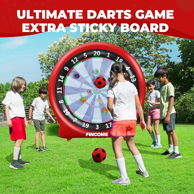Inflatable 6ft Giant Dartboard, Golf Darts Kick Darts, Soccer & Throw Darts Game with Pump, 2 Kickball, 4 Throw Balls, 20 Golf Balls, Chipping Mat, Giant Dart Board Target Yard Games-StrideForce Fitness