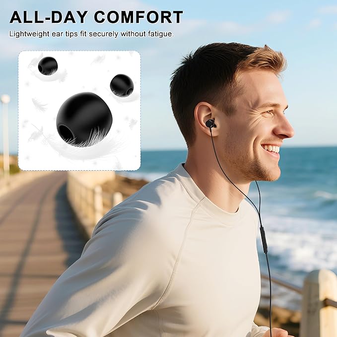 USB C Wired Headphones,【Active Noise Cancelling & One-Click ANC Toggle Button】 Ear Buds for iPhone 16 15 Pro Max USBC Earphones,Hi-Res Sound Type C Earbuds Compatible with iPhone/Android/Galaxy/iPad-StrideForce Fitness