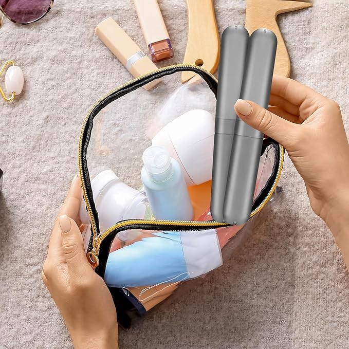 Sieral 90 Pack Travel Toothbrush Case Holder - Bulk Breathable Portable Toothbrush Storage Plastic Container for Home, Outdoor, Travel, Trip, Camping, 8 x 1.2 Inch (Gray)