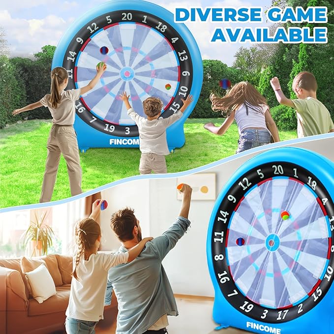 Inflatable 6ft Giant Dartboard, Golf Darts Kick Darts, Soccer & Throw Darts Game with Pump, 2 Kickball, 4 Throw Balls, 20 Golf Balls, Chipping Mat, Giant Dart Board Target Yard Games-StrideForce Fitness