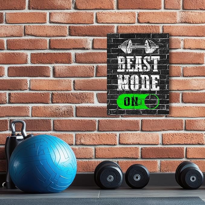 Gym Quotes Wall Art,Inspirational Workout Wall Decor,Beast Mode on Canvas Wall Art for Home Gym Exercise Fitness Room-StrideForce Fitness