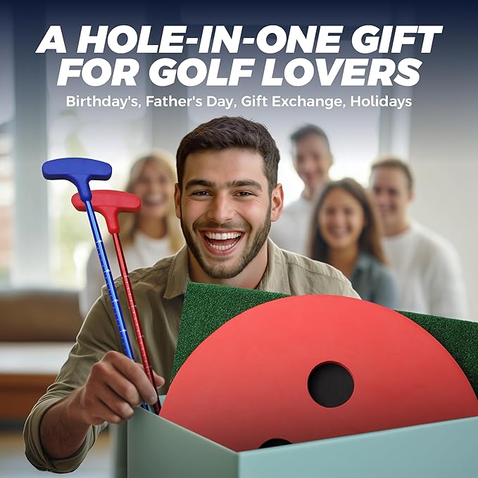 Golf Putting Game Set, Mini Golf Game Set with 2 Putters 2 Balls, 10 Feet Practice Putting Green Mat for Adults, Indoor Outdoor Backyard Party Game-StrideForce Fitness