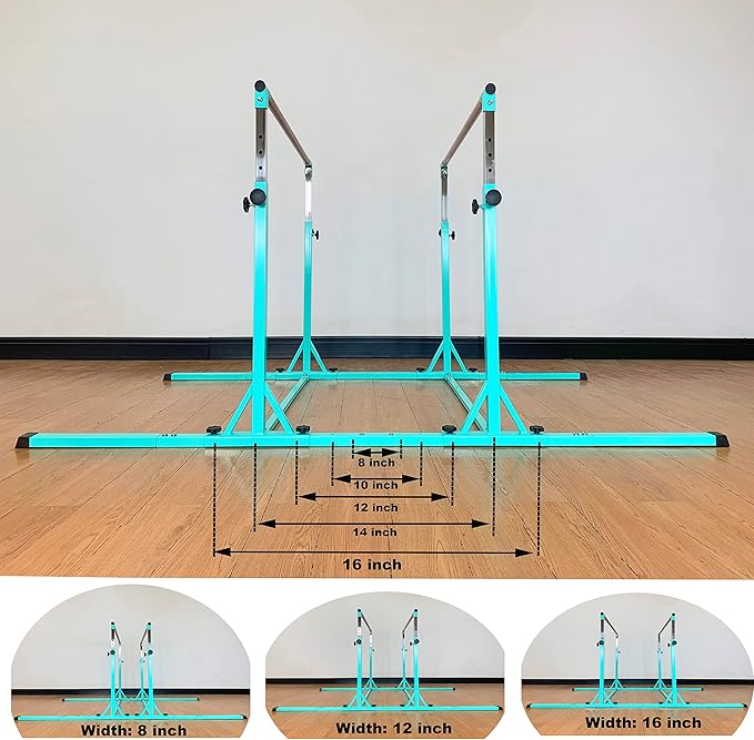 Gymnastics Double Horizontal Bars 3Play Parallel Bars Uneven Bars Gymnastics Training Kip Bar with 304 Stainless Steel Regulating Arms & Fiberglass Rail for Indoor Outdoor Home Club Use-StrideForce Fitness