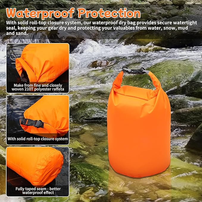 Desoto Waterproof Dry Bag 2 packs, 2L/5L/10L/20L/40L/70L Dry Sack Lightweight Portable, Dry Storage Bag to Keep Gear Dry Clean for Kayaking, Gym, Hiking, Swimming, Camping-StrideForce Fitness