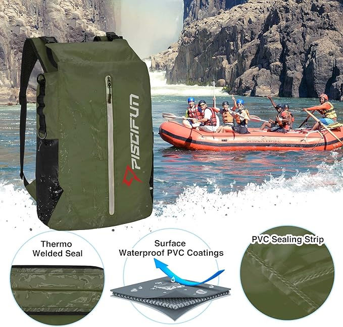 Piscifun Dry Bag Waterproof, Lightweight Dry Backpack Roll-Top Sealed with Waist Pouch and Phone Case Keeps Gear Dry Inside for Kayaking, Boating 10L 20L 30L-StrideForce Fitness