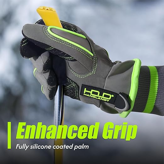 HANDLANDY Waterproof Insulated Work Gloves, 3M Thinsulate Thermal Winter Gloves for Men Women Touch Screen, Warm Ski Snowboard Cold Weather Gloves (Green-men Size, XX-Large)-StrideForce Fitness