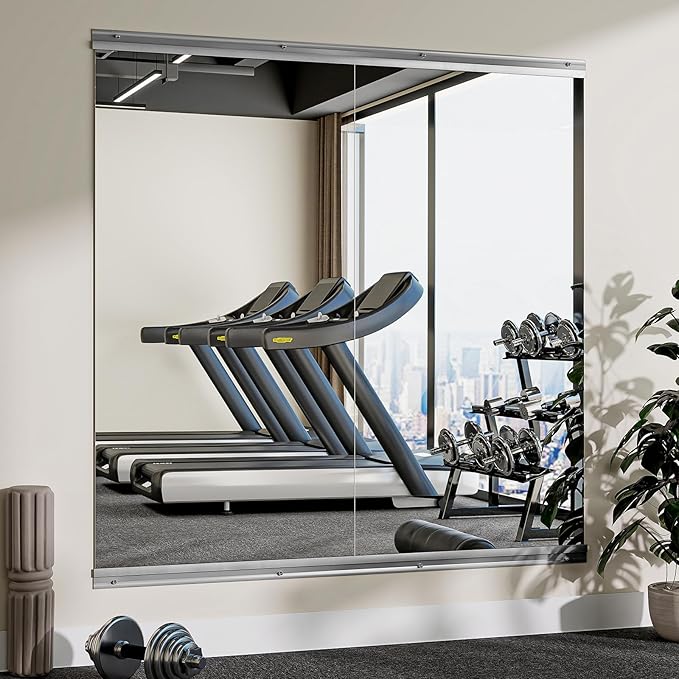 Home Gym Mirror - 2 PCS 24×48 inches, Large Wall Mounted Frameless Full Length Body Mirror for Dancing Studio, Exercise, Fineness, Yoga, Tempered Glass-StrideForce Fitness