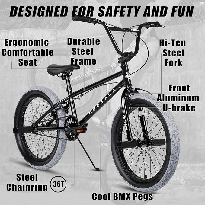 Freestyle BMX Bike, 18 20 Inch Kids Bicycle for 5-13 Years Old Kids and Beginner Level Rider, Multiple Colors-StrideForce Fitness