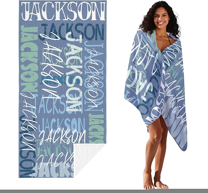 JML Personalized Beach Towel with Name, Custom Beach Towel with Name, Customized Microfiber Pool Towel, Quick Dry & Absorbent Swim Towel for Adult,Anniversary, Birthday, Summer Holiday,Vacation-StrideForce Fitness