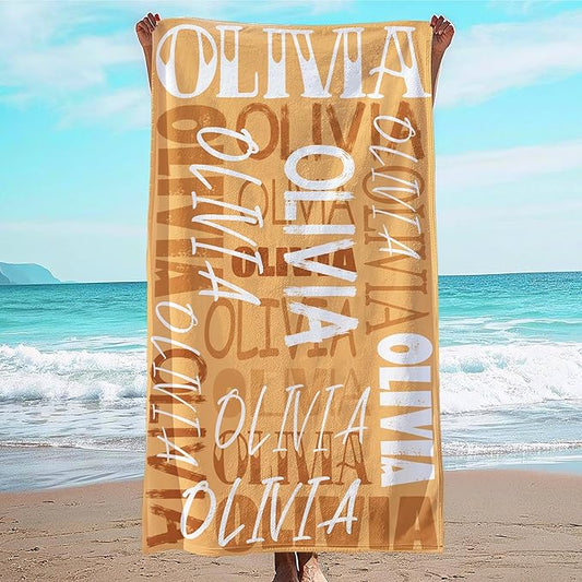 JML Personalized Beach Towel with Name, Custom Beach Towel with Name, Customized Microfiber Pool Towel, Quick Dry & Absorbent Swim Towel for Adult,Anniversary, Birthday, Summer Holiday,Vacation-StrideForce Fitness
