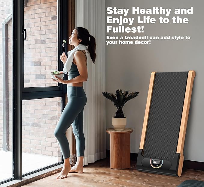 Walking Pad, High Grade Wood Under Desk Treadmill 300LBS Capacity, Max 2.5 HP Electric Treadmill for Home Office Installation-Free with Remote Control LED Display High-StrideForce Fitness