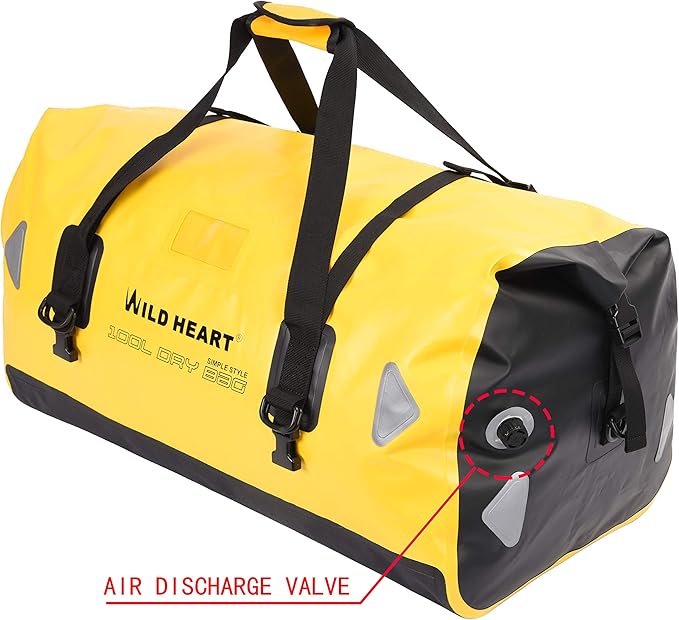 WILD HEART Waterproof Motorcycle Duffel Bag PVC500D Double-bottom With Rope Straps and Inner Pocket 40L 66L 100L for Kayaking, Camping, Boating,Motorcycle-StrideForce Fitness