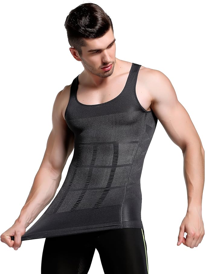 GKVK Mens Slimming Body Shaper Vest Shirt Abs Abdomen Slim-StrideForce Fitness