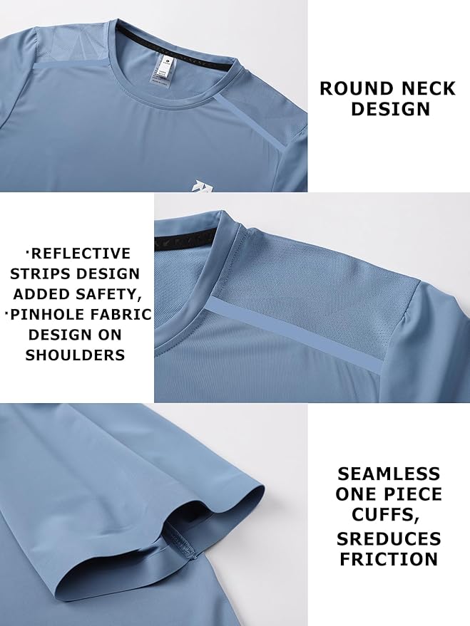 Mens Seamless Workout T-Shirts Lightweight Moisture Wicking Running Hiking Camping Tennis Pickleball Shirts for Men-StrideForce Fitness