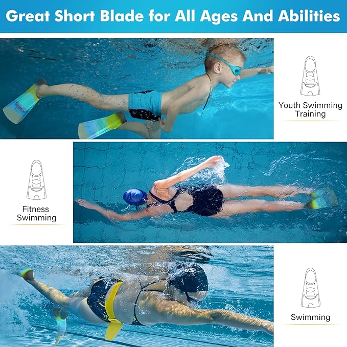 Gintenco Swim Fins, Kids Swim Training Fins for Lap Swimming, Travel Size Flippers with Mesh Bag, Silicone Swimming Fins for Kids Teens Adults Women Men-StrideForce Fitness